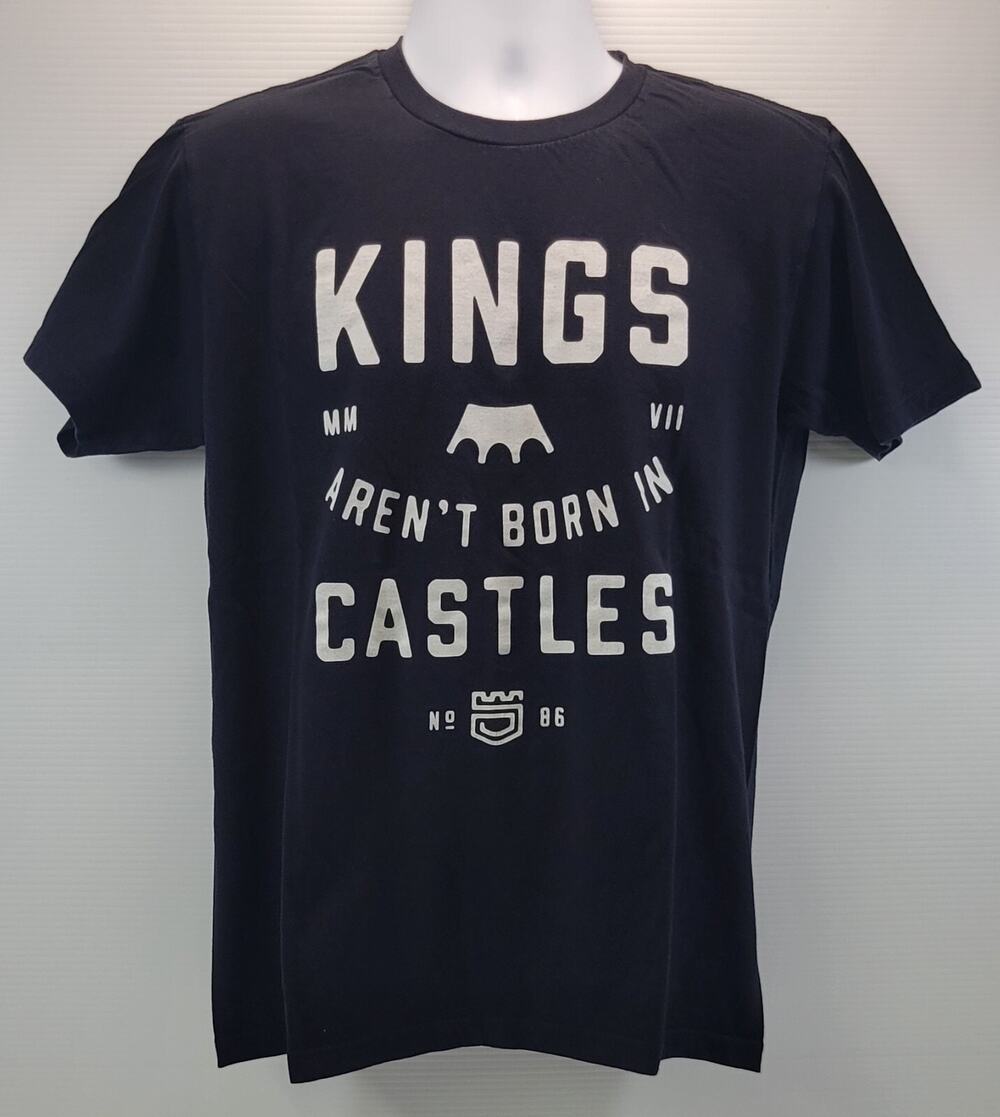 D) Dethrone Royalty Men Kings in Castles Graphic Black Large Cotton T-Shirt